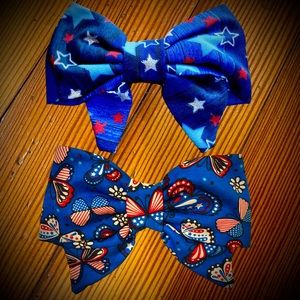 Handmade Girls Hair Bow patriotic red white & blue